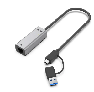Y-3465A, UNITEK, USB-C to Gigabit Ethernet Adapter with USB-A Adapter, Space Grey Y-3465A, UNITEK, USB-C to Gigabit Ethernet Adapter with USB-A Adapter, Space Grey
