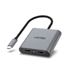 V1404A, UNITEK, USB-C to Dual DP1.4 8K Adapter with MST, Space Gray