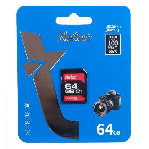  P600, NETAC, Memory Card, 64GB SDXC G-R  U1/C10 up to 90MB/s, retail pack.