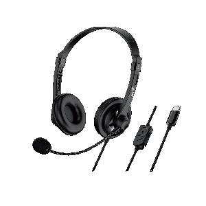 HS-230U, GENIUS USB-C Headband headphone,Black, In-line control for volume/mute 2.4m