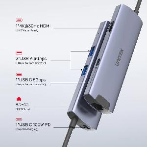 H1112F,UNITEK,6-in-1 USB-C 5Gbps Hub (2*USB-A 5Gbps+USB-C 5Gbps+HDMI 4K 30Hz+Gigabit Ethernet+PD 100W H1112F,UNITEK,6-in-1 USB-C 5Gbps Hub (2*USB-A 5Gbps+USB-C 5Gbps+HDMI 4K 30Hz+Gigabit Ethernet+PD 100W