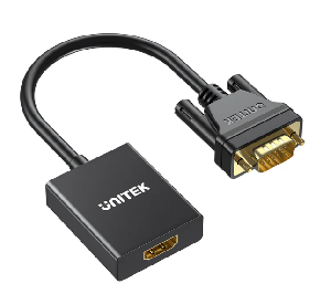 V1112ABK01, UNITEK, VGA to HDMI Adapter with Audio & Power Port