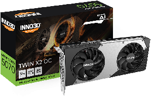  GEFORCE RTX 5070 TWIN, INNO3D, VIDEO CARD, X2 OC 12GB GDDR7 Windows 11, Linux, FreeBSDx86, 3x DisplayPort 2.1b, 1x HDMI 2.1b