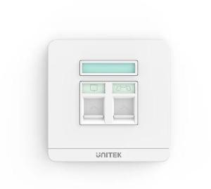 T013A UNITEK Dual RJ45 Ethernet Wall Plate Dual Port Wall Plate, 86mm x 86mm