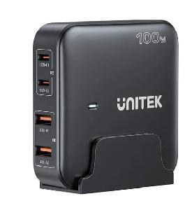 P1229ABK, UNITEK, 100W 4-in-1 Desktop GaN Charger (2*USB-C PD + 2*USB-A QC3.0) P1229ABK, UNITEK, 100W 4-in-1 Desktop GaN Charger (2*USB-C PD + 2*USB-A QC3.0)