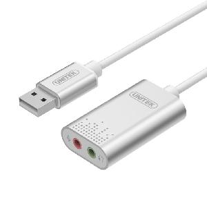 Y-247A, UNITEK, USB Adapter, USB 2.0 External Sound Card Adapter for Stereo Audio, 48KHz 16-bit Silver Color.  Y-247A, UNITEK, USB Adapter, USB 2.0 External Sound Card Adapter for Stereo Audio, 48KHz 16-bit Silver Color.