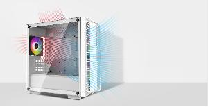 CC360 WH ARGB Deepcool,  Micro-ATX Case, 4 Slots, USB3.0×1、USB2.0×1、Audio×1, Front: 2×120mm  Rear: 1×120mm Fans,ATX PS2