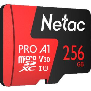  P500 Extreme Pro, NETAC, Memory Card, 256GB MicroSDXC V30/A1/C10 up to 100MB/s,retail pack card only.