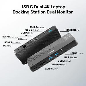 D1079A, UNITEK, Docking Station, 12-in-1 USB 4 (2*Type C 10Gb+USB 10Gb+2*USB+SD/Micro+DP+HDMI 8K+Audio+1Gb Lan+PD 100W), Bla  D1079A, UNITEK, Docking Station, 12-in-1 USB 4 (2*Type C 10Gb+USB 10Gb+2*USB+SD/Micro+DP+HDMI 8K+Audio+1Gb Lan+PD 100W), Bla