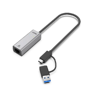 Y-3465A, UNITEK, USB-C  to Gigabit Ethernet Adapter with USB-A Adapter, Space Grey